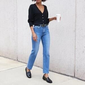 AYR The LaLa Jeans Size 31 All You Need 90s Straight Leg Distressed Hem